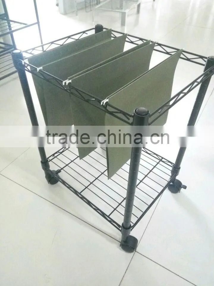 Icegreen Office Use Black Mesh Letter Size File Cart with 2 File Drawers