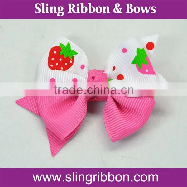 Hot Sale Two Color Ribbon Bow Girls Hair Bow With Clip Toddle Bow
