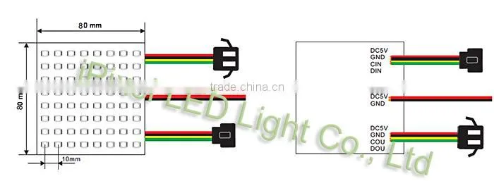8x8 DC5V 64 pcs Individually addressable RGB led matrix