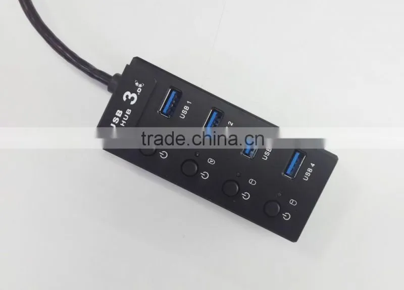 High-speed 4 port usb 3.0 hub with individual on/off switches and led lights from usb por hub suppliers
