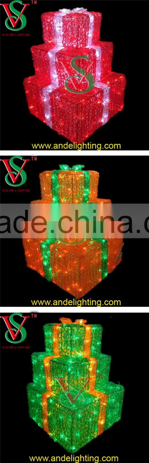 Giant outdoor present box motif christmas decoration led tree light