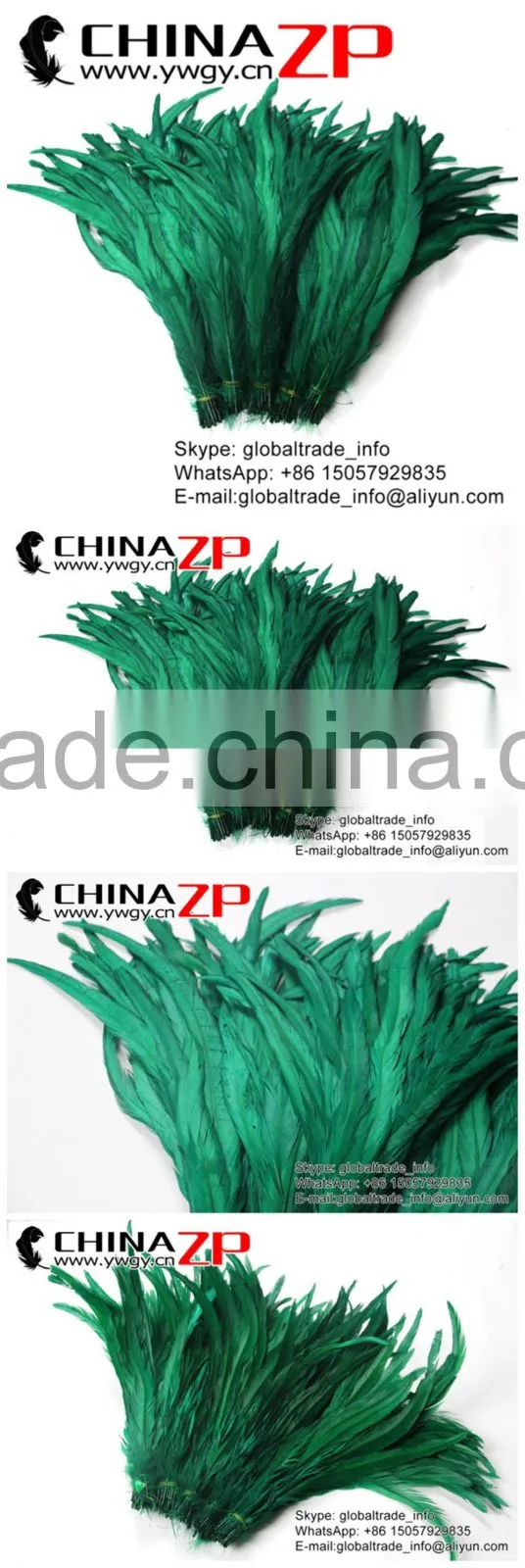 Top Supplier ZPDECOR Bulk Sale 35-40cm Length Best Quality Kelly Green Fully Dyed Rooster Chicken Feathers
