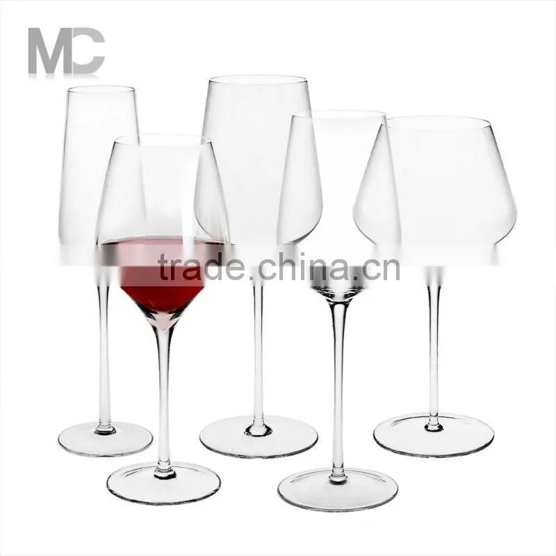 High Quality Cheap Handmade Long Stem Clear Crystal Wine Glass