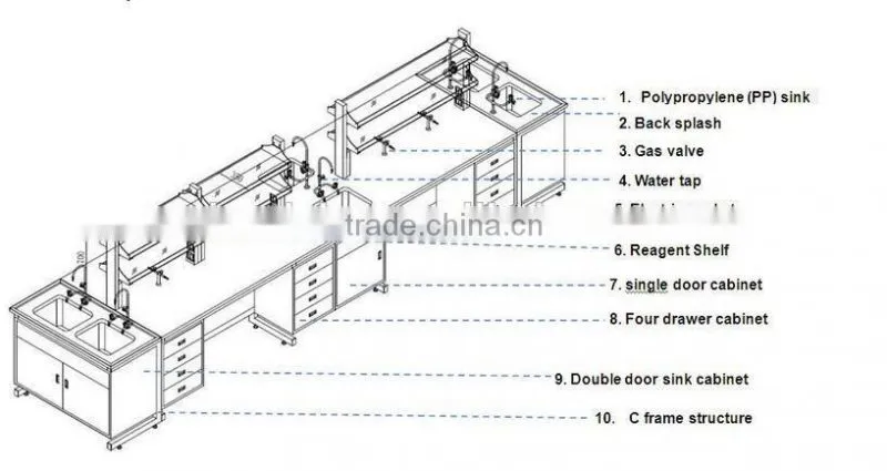 Electro--Galvanized Steel Fabrication Chemistry Lab Vibrating Table With Marble Stone Worktop