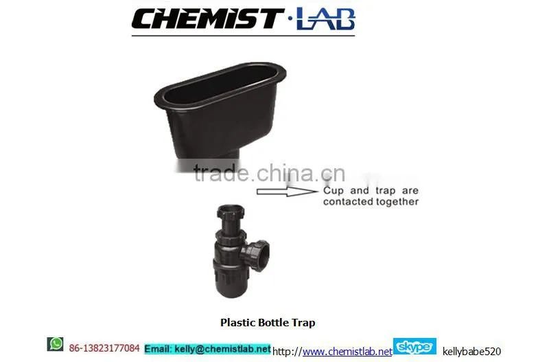Chemical Resistant Plastic Bottle Trap for Sink