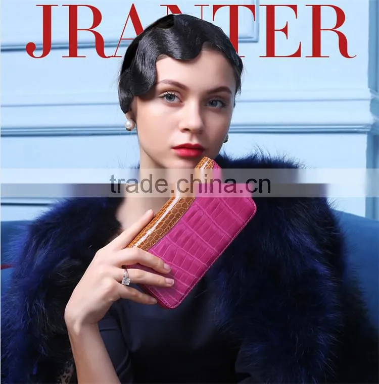 Fashion long design crocodile skin lady zipper wallet genuine leather wallet women