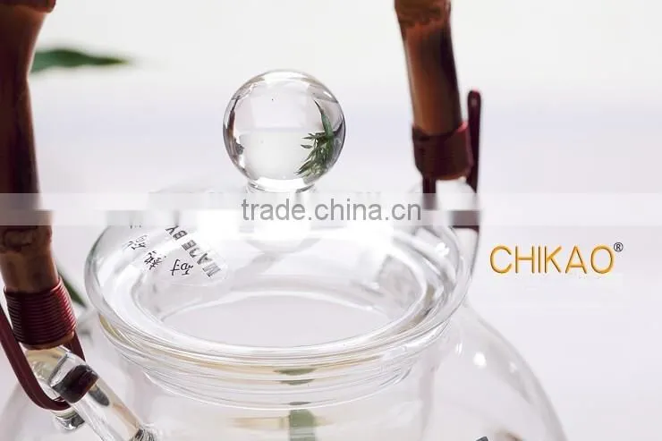 glass teapot with bamboo handle