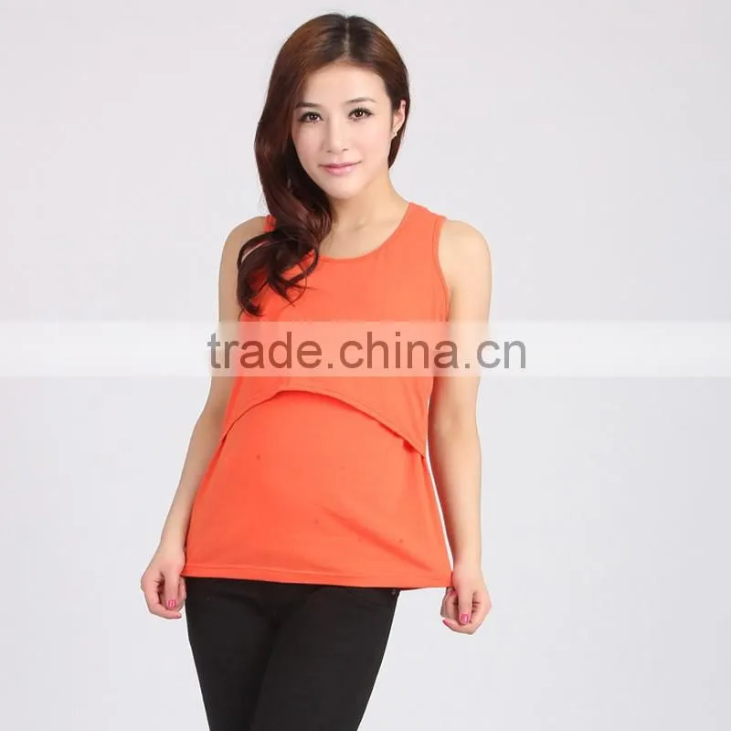 Pregnant Maternity Nursing Tops Breastfeeding Sleeveless O-Neck Vest T-Shirt for Mother