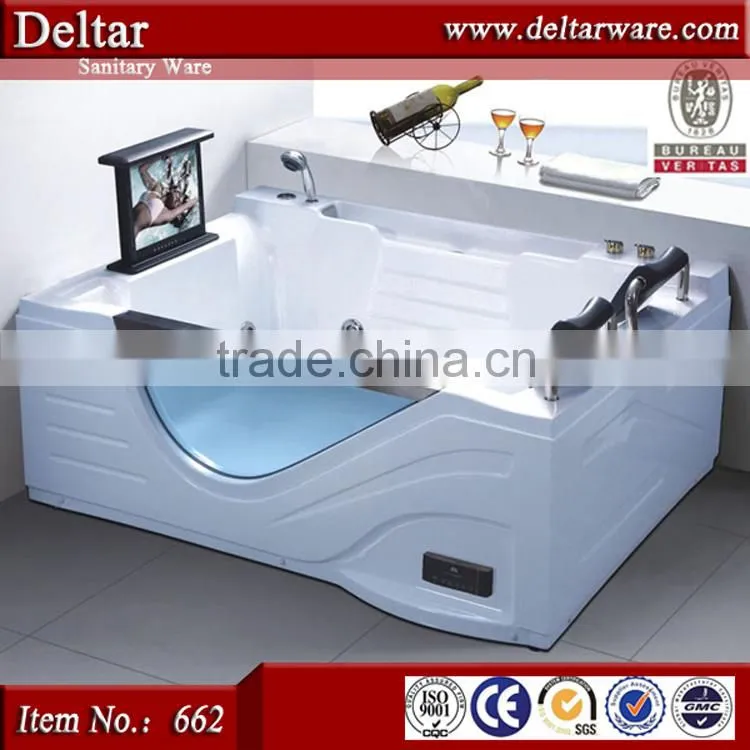 Acrylic massage Bathtub , high quality sitting bathtub with pop-up TV