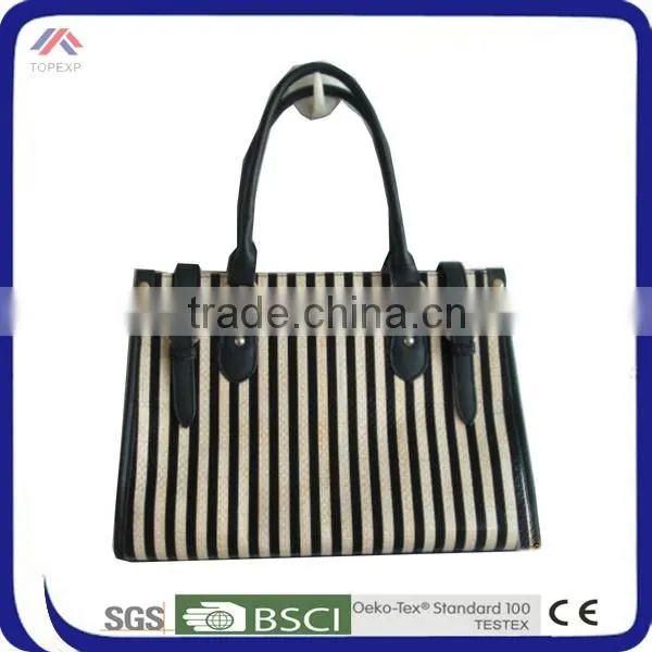 Leather Handles Straw Bag Summer For Adults