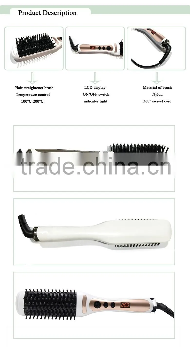 electric hair straightener brush with LED hair straightening treatments
