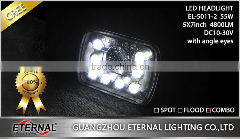 55W high power 5x7" led headlight replacement bulb sealed trims for 79-01 H6054 Jeep Cherokee Ni-ssan Honda