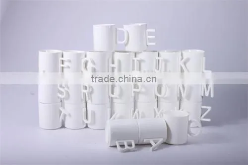 wholesale porcelain custom mug printing,promotion espresso mug with letter handle