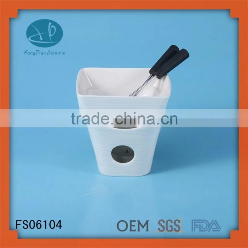 fondue pot,,ceramic cheese tool fondue set,hot pot with forks and candle for sale