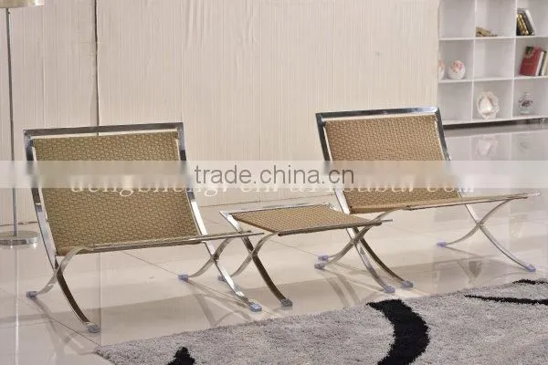 stainless steel frame rattan leisure chair with ottoman