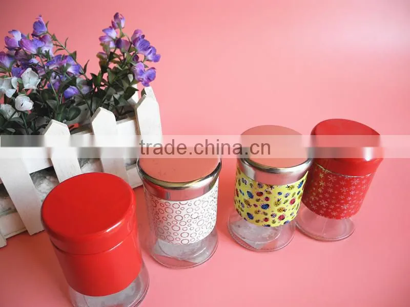 kithchen use high-end glass spice jar with sifter covers lid