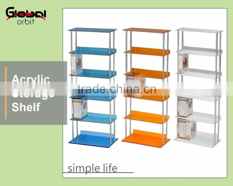 Hot Sale Standing Bookcase Storage Disaply Rack DVD Acrylic Shelf