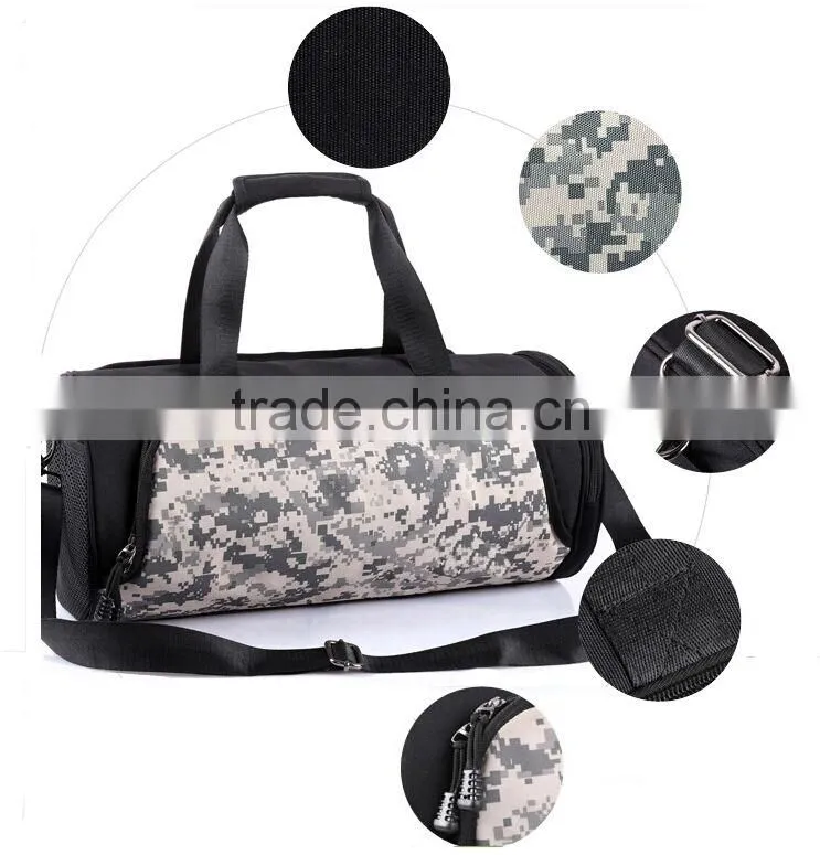 Fashion camo fabric sport gym bag with compartment