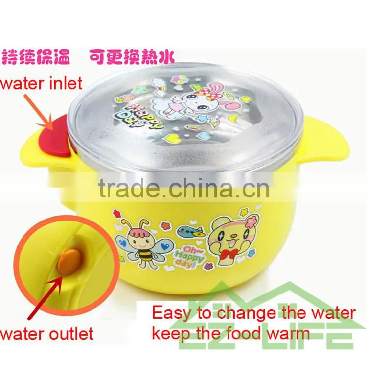 Creative baby dinnerware 500ML stainless steel kids food thermal sockproof feeding bowls