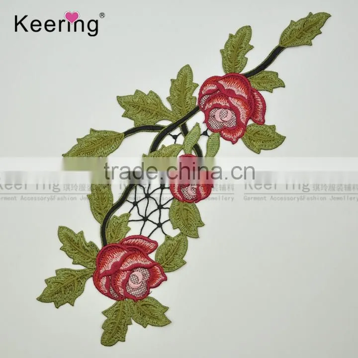 Nice Custom Iron On Flower Embroidery Patch For Garment/Caps From Keering WEF-756