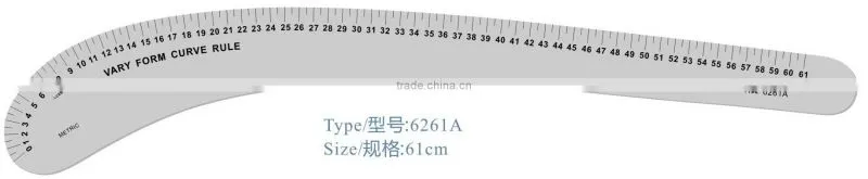 Kearing Silver Grey Broadsword shape French Curve Ruler 6224A for Lapel / Elbow #6224A