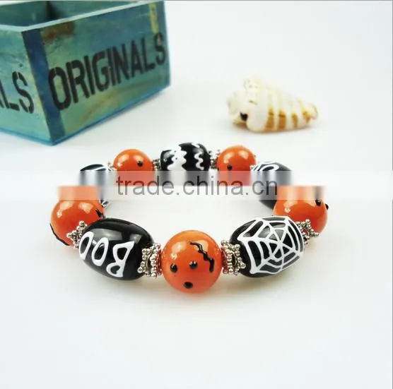 handmade small cooper beads wraps leather bracelets mens Halloween metal beads leather braid bracelets for 2016 promotional gift