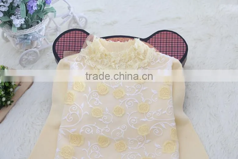 european style lace fashion hot sale factory price high neck kids sweater