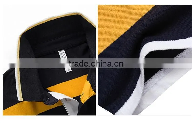 Wholesale Custom Polo T shirt 2016 New Design Cotton Short Casual Striped Slim Contrast Color Men's Polo Shirt