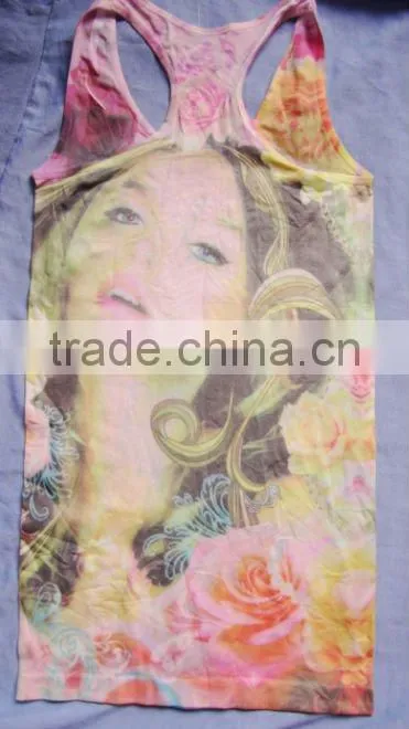 colorful printting seamless fashion vest top