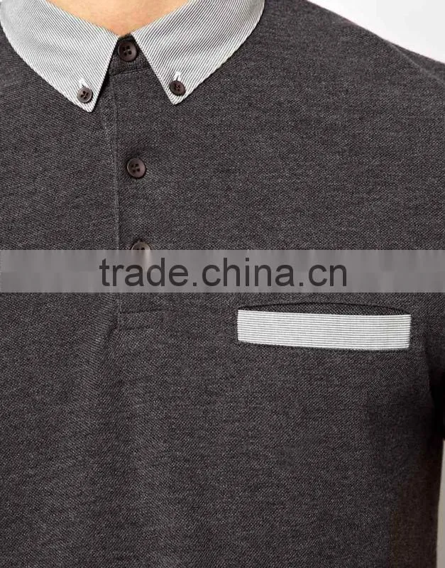 Wholesale High Quality Polo T-shirt With Stripe Woven Collar For 2013 Summer