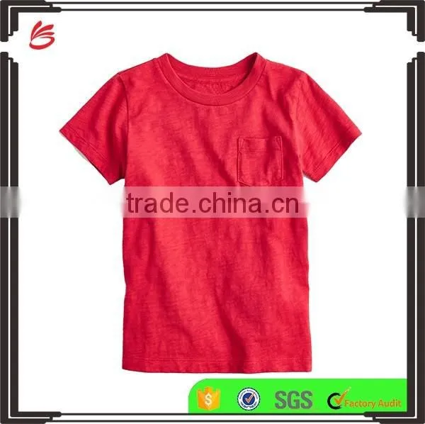 Wholesale comfortable custom design baby clothes 2017 Boys' slub pocket T-shirt new style plain children clothing