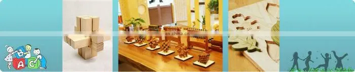 Educational Chinese Square Block Cube 3D Wooden Puzzle