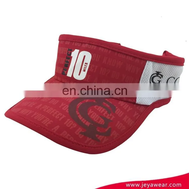 breathable polyester red visor cap promotion gift outdoor running sun visor