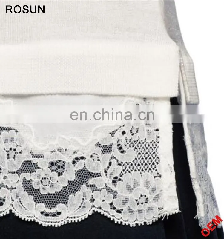 Latest fancy girls pullover Tops as Regular fit short sleeve woolen sweater designs for children of knitwear with lace