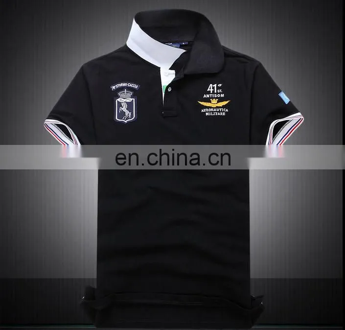 2016 Apparel Sale Quality Custom Design Wholesale Short Sleeve Applique Embroidery Jacquard Rib Polo Shirt