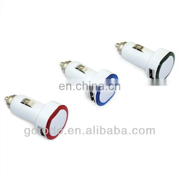 Hot mini custom usb LED car charger for Apple mobile phone