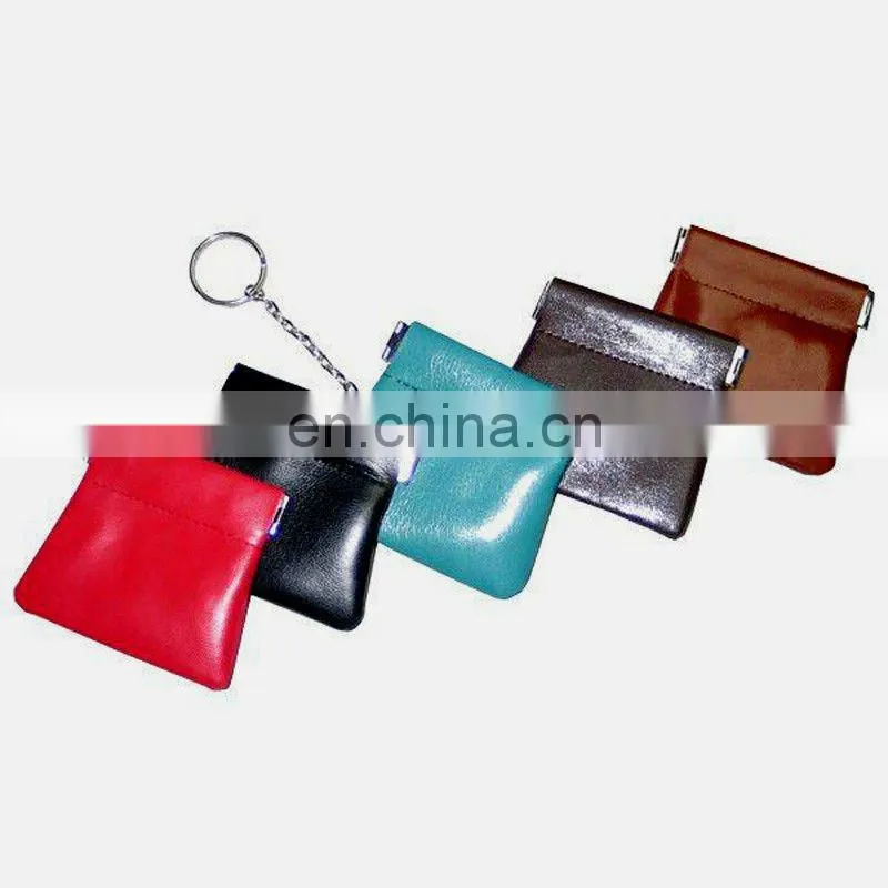 Manufacture Best Selling Leather Coin Case With Zipper Ring