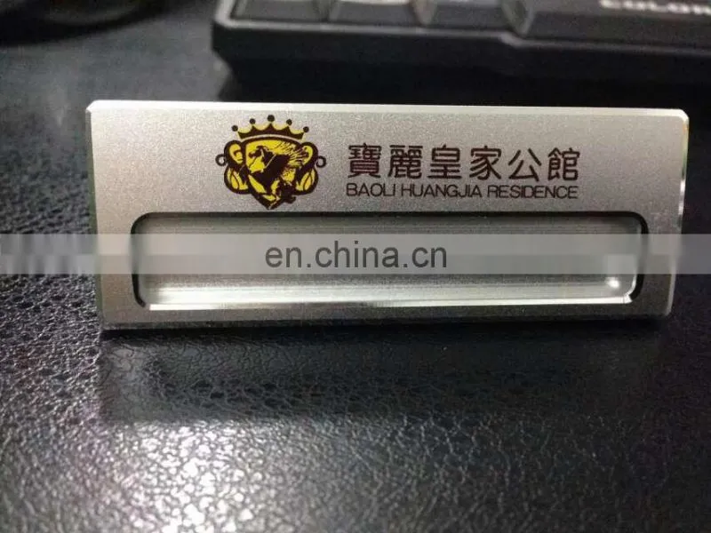 Factory direct sale aluminum printing name badge/ Custom printing name badge