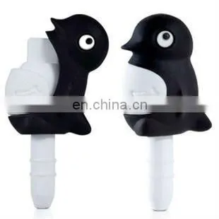 Customize Mini Peguin Dustproof Plug Earphone Jack Accessory for Mobile Phone