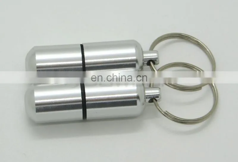 Waterproof Aluminum Medicine Pill Container Box Bottle Case Key Chain Holder