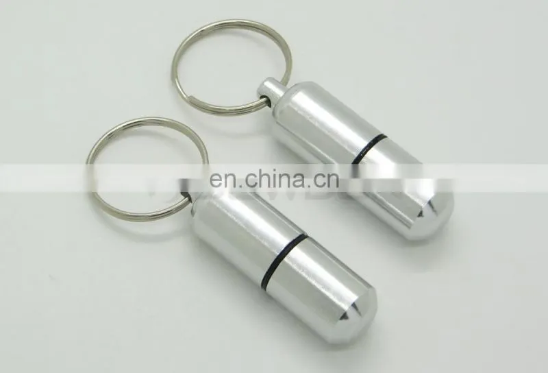 Waterproof Aluminum Medicine Pill Container Box Bottle Case Key Chain Holder