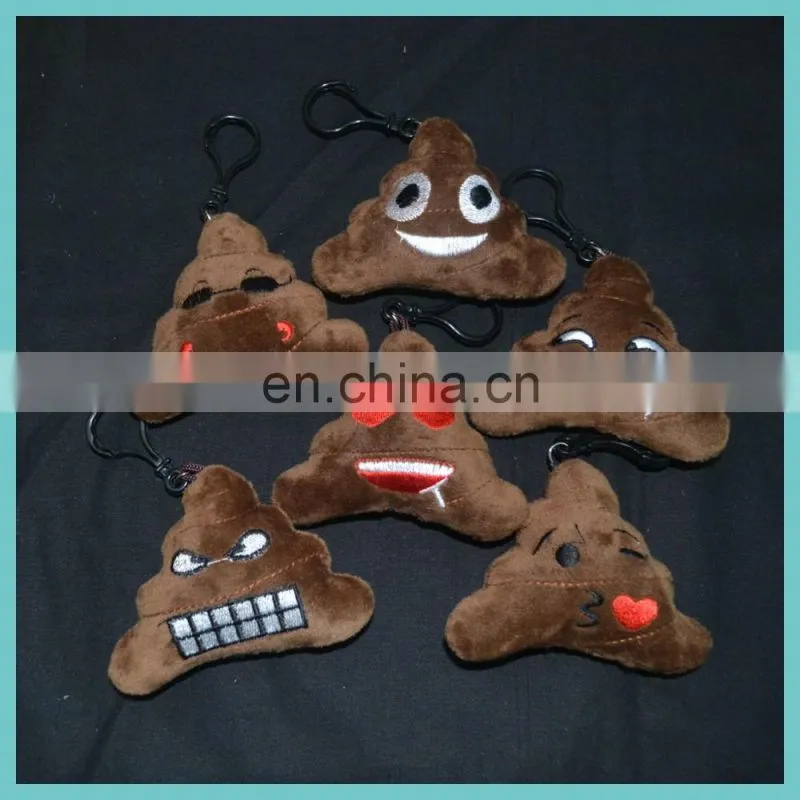new developed 6 designs of plush poo emoji carabiner keychain