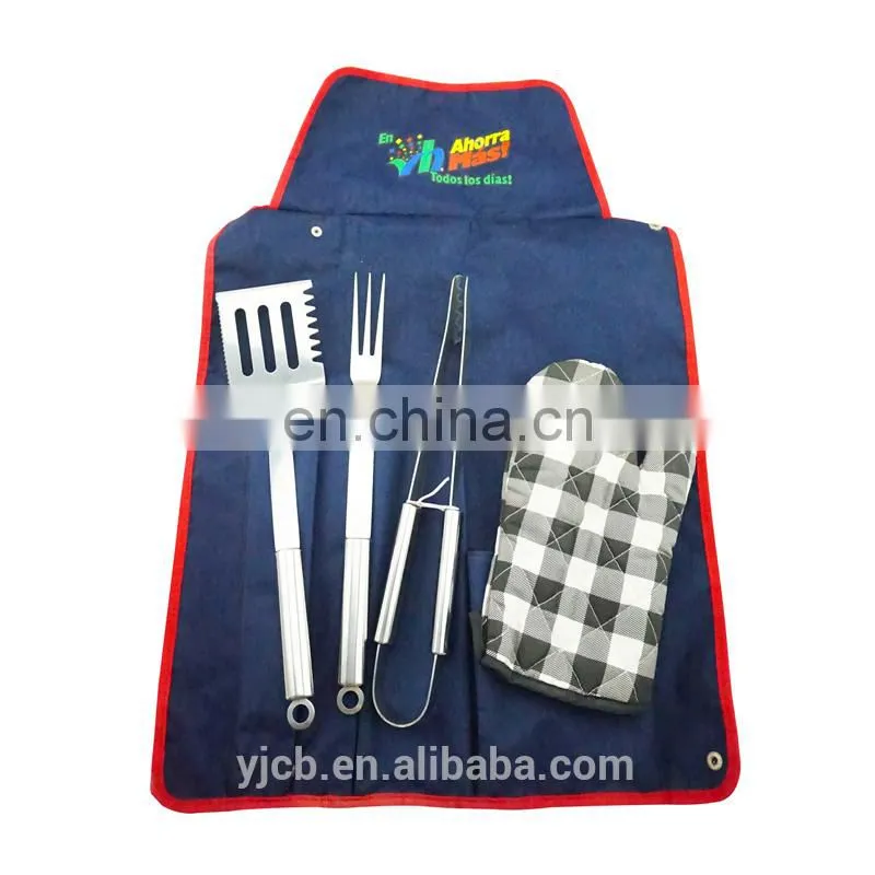2017 customized logo hot sell Square portable bbq tools stainless steel bbq grill with wood handle