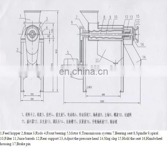 500kg mango paste screw press juicer