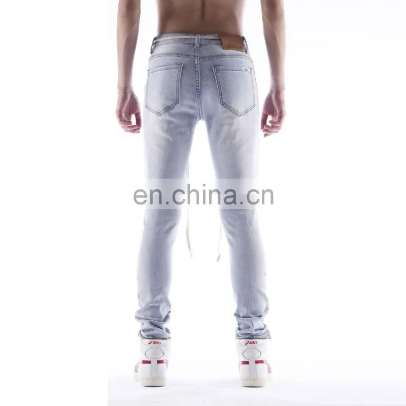 DiZNEW 2019 custom washed jeans pant men denim jeans slim fit skinny jeans denim