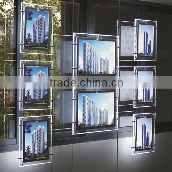 Cable Wire Suspension Advertisement A4 Acrylic Pocket Display
