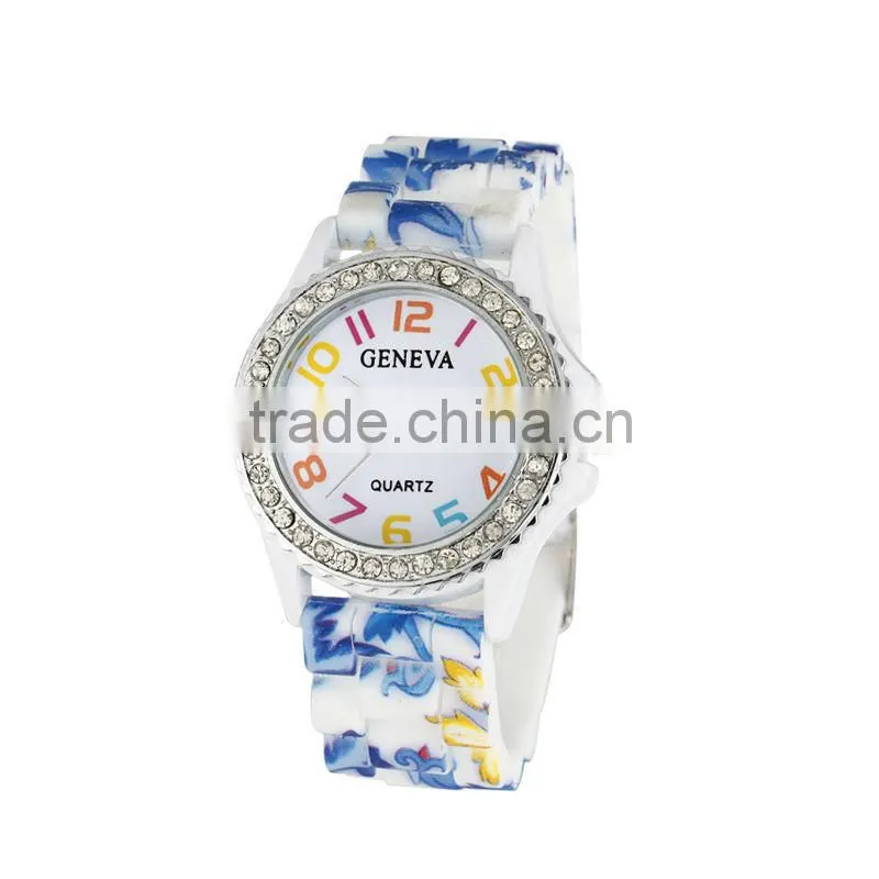2015 japan movt high grade print flower woman watches
