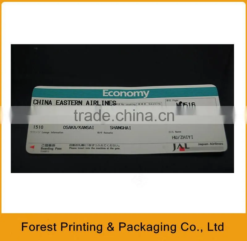 Direct thermal boarding pass printing,thermal cheap air ticket wholesale