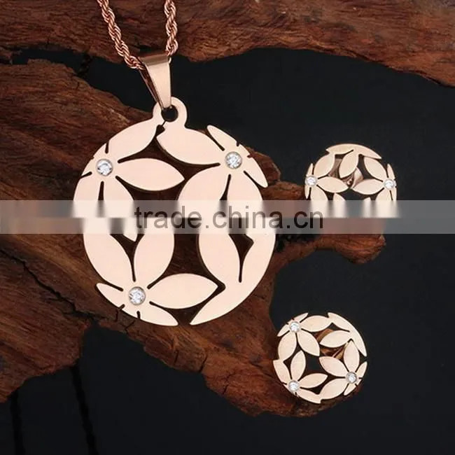 Stainless steel hawaiian flower costume jewelry set