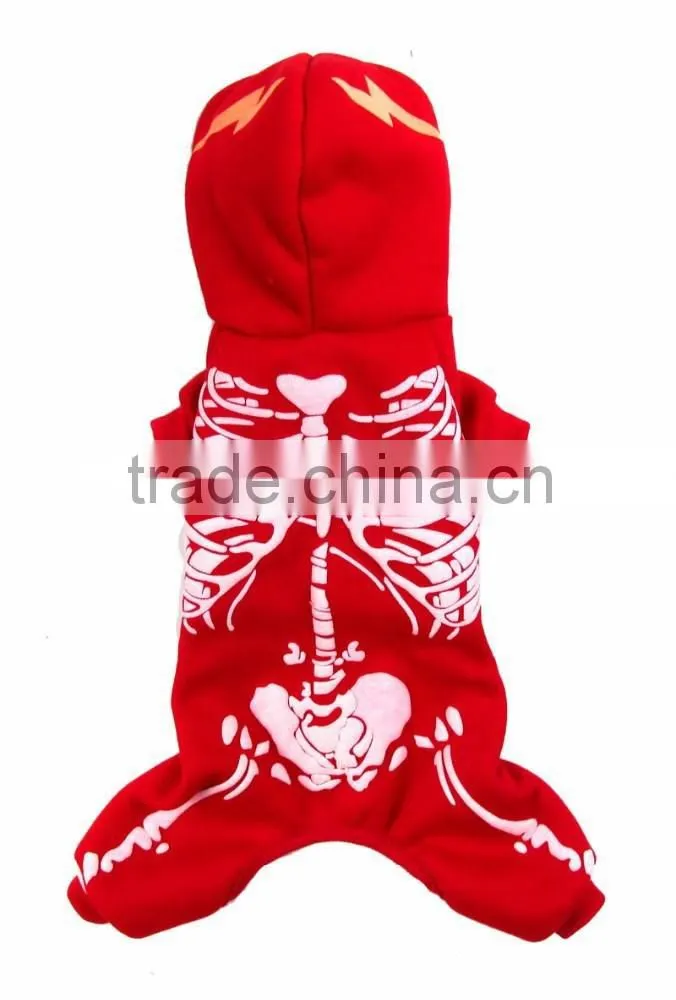 Wholesale Luminous shock dragon Spring Autumn Single Layer skeleton Pattern Red Dog Clothes Pet Garment